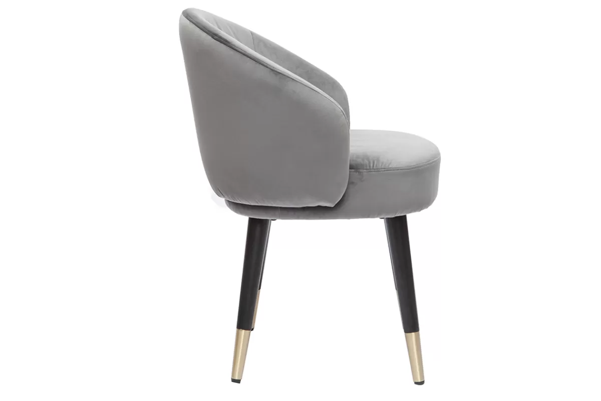 Miliboo Sillas Modernas-Set de 2 sillas de diseño de terciopelo gris y patas de metal negro BRIZO
