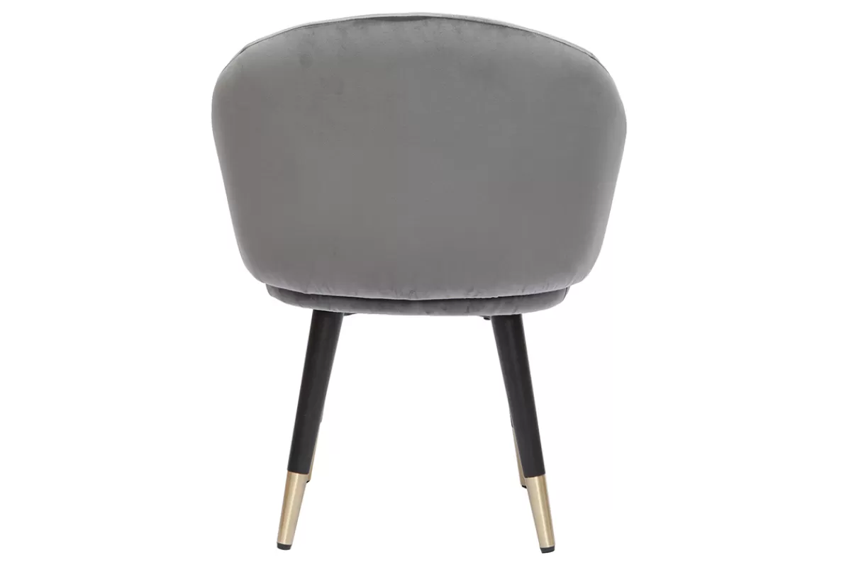 Miliboo Sillas Modernas-Set de 2 sillas de diseño de terciopelo gris y patas de metal negro BRIZO