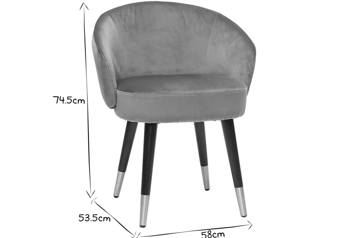 Miliboo Sillas Modernas-Set de 2 sillas de diseño de terciopelo gris y patas de metal negro BRIZO
