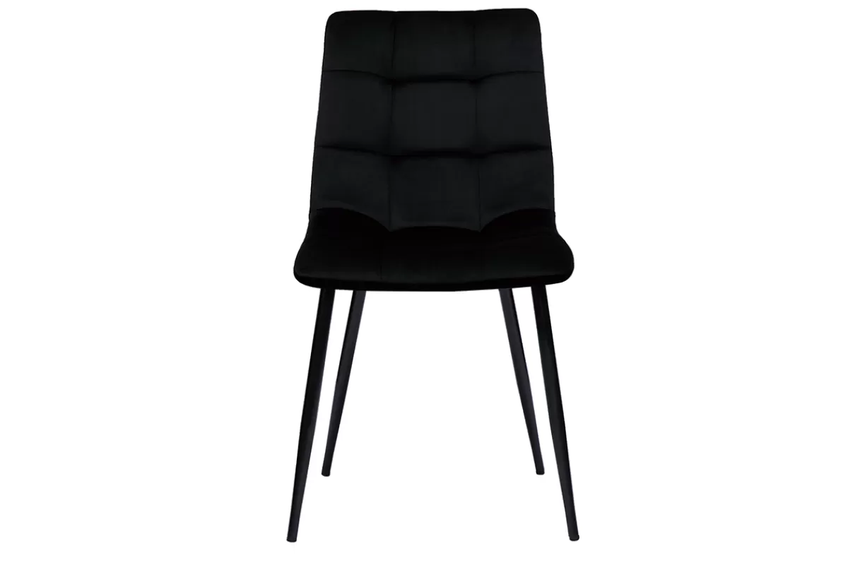 Miliboo Sillas Modernas-Set de 2 sillas de diseño de terciopelo negro y metal negro MAXWELL
