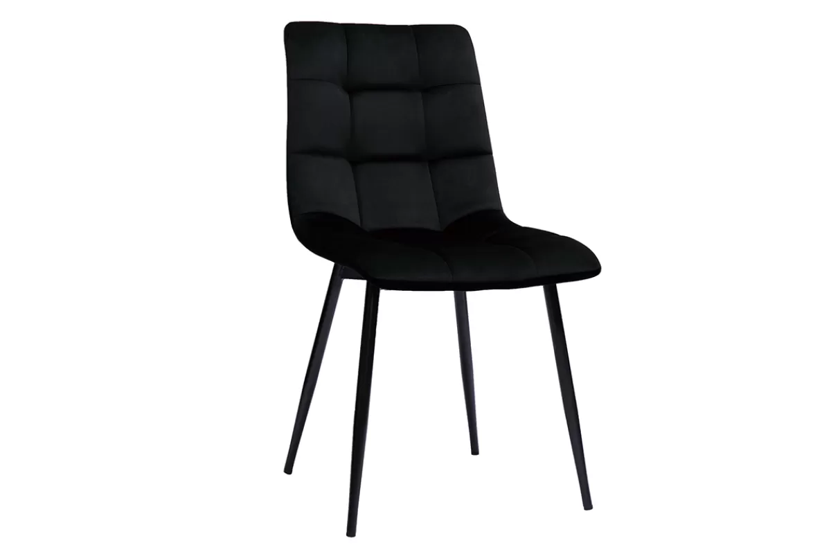 Miliboo Sillas Modernas-Set de 2 sillas de diseño de terciopelo negro y metal negro MAXWELL