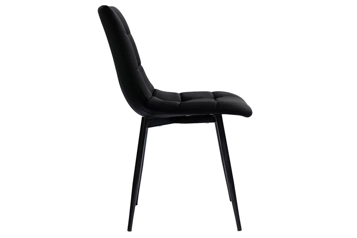 Miliboo Sillas Modernas-Set de 2 sillas de diseño de terciopelo negro y metal negro MAXWELL