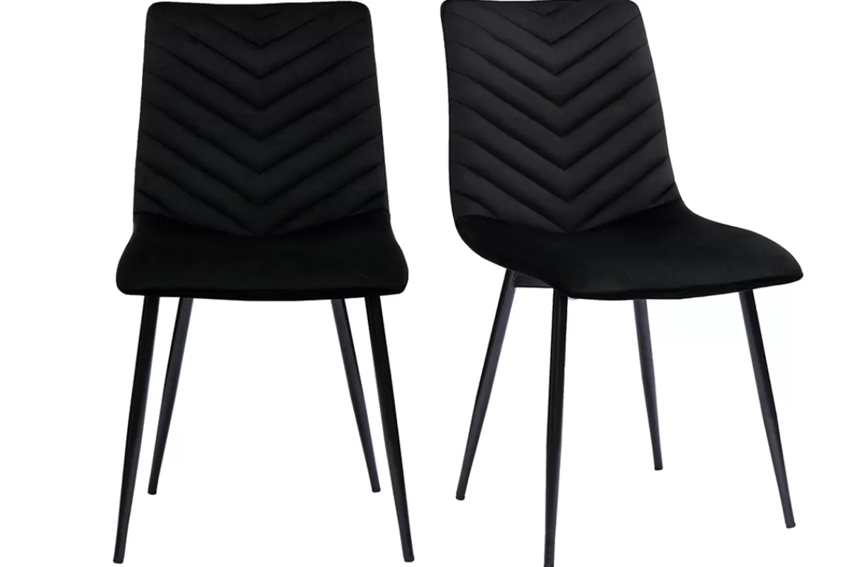 Miliboo Sillas Modernas-Set de 2 sillas de diseño de terciopelo negro y metal negro PUMPKIN