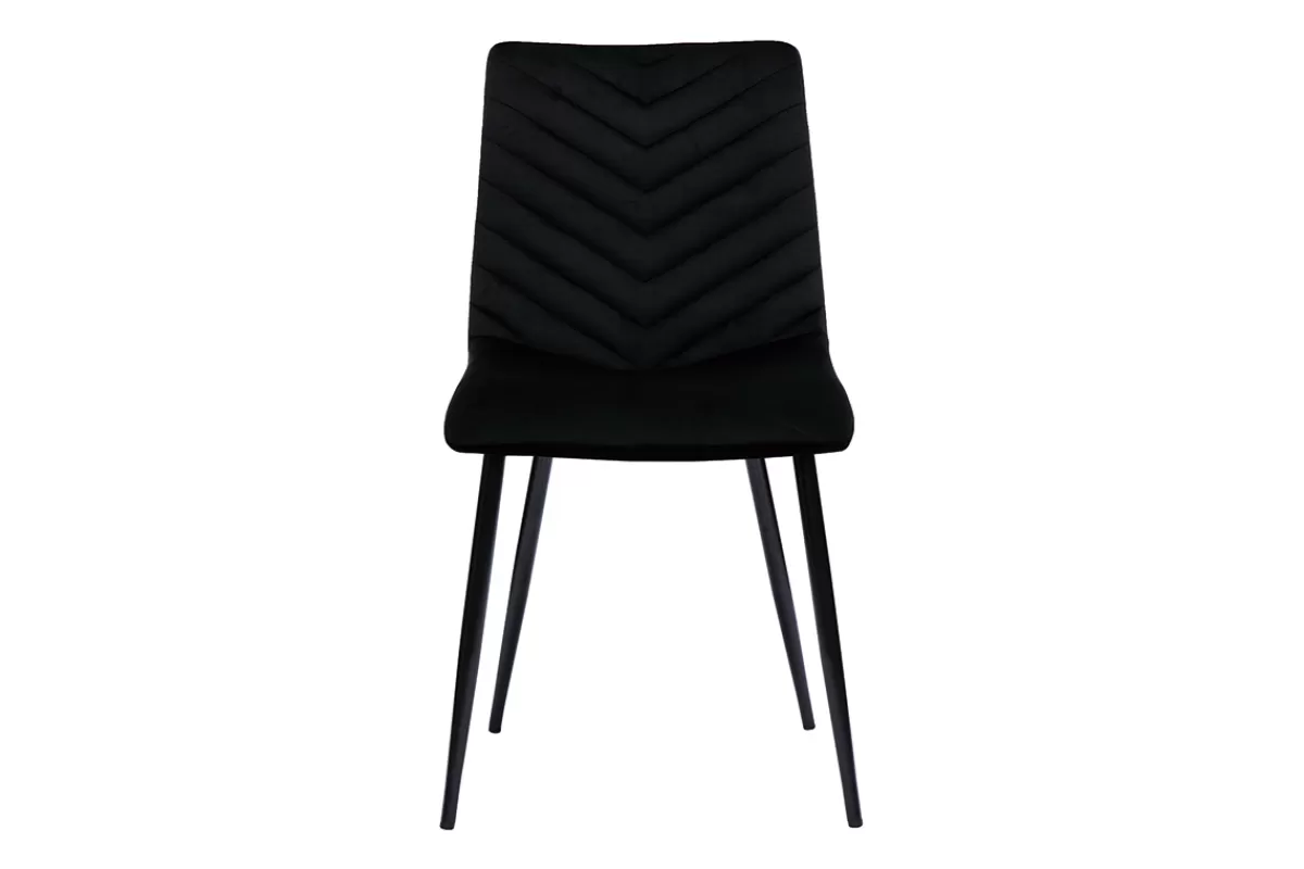 Miliboo Sillas Modernas-Set de 2 sillas de diseño de terciopelo negro y metal negro PUMPKIN