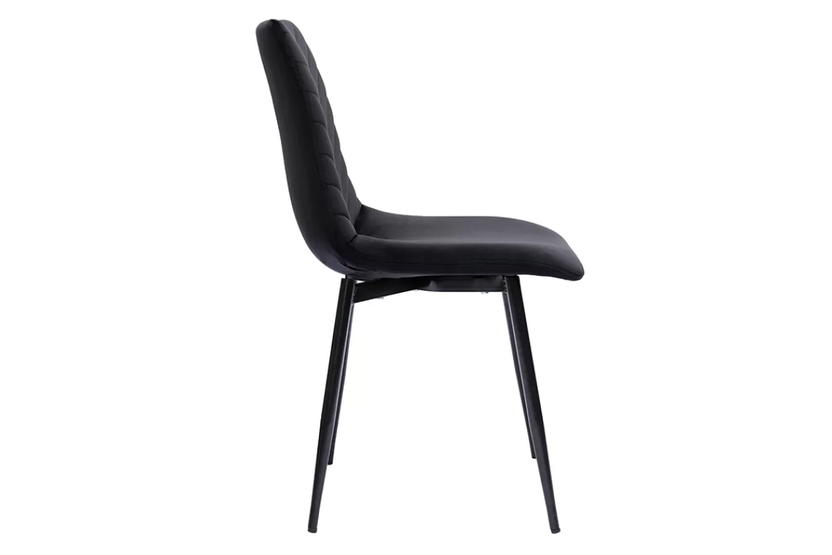 Miliboo Sillas Modernas-Set de 2 sillas de diseño de terciopelo negro y metal negro PUMPKIN