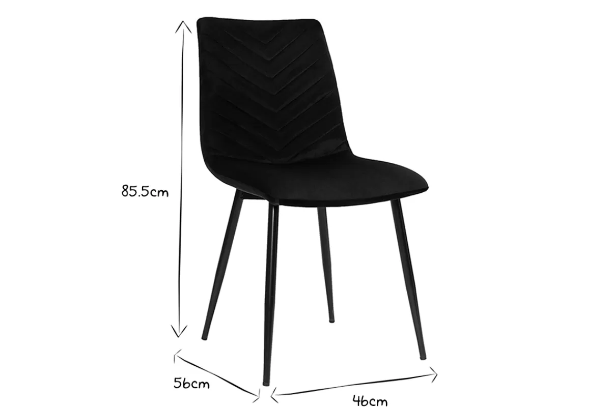 Miliboo Sillas Modernas-Set de 2 sillas de diseño de terciopelo negro y metal negro PUMPKIN