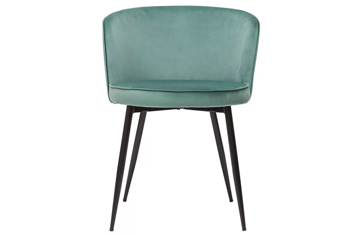 Miliboo Sillas Modernas-Set de 2 sillas de diseño de terciopelo verde celadón y metal negro SERIF
