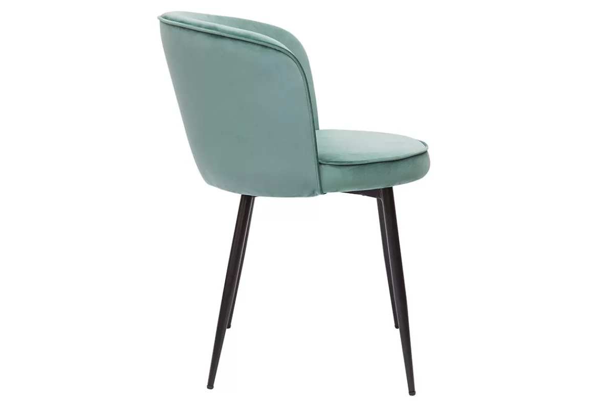 Miliboo Sillas Modernas-Set de 2 sillas de diseño de terciopelo verde celadón y metal negro SERIF