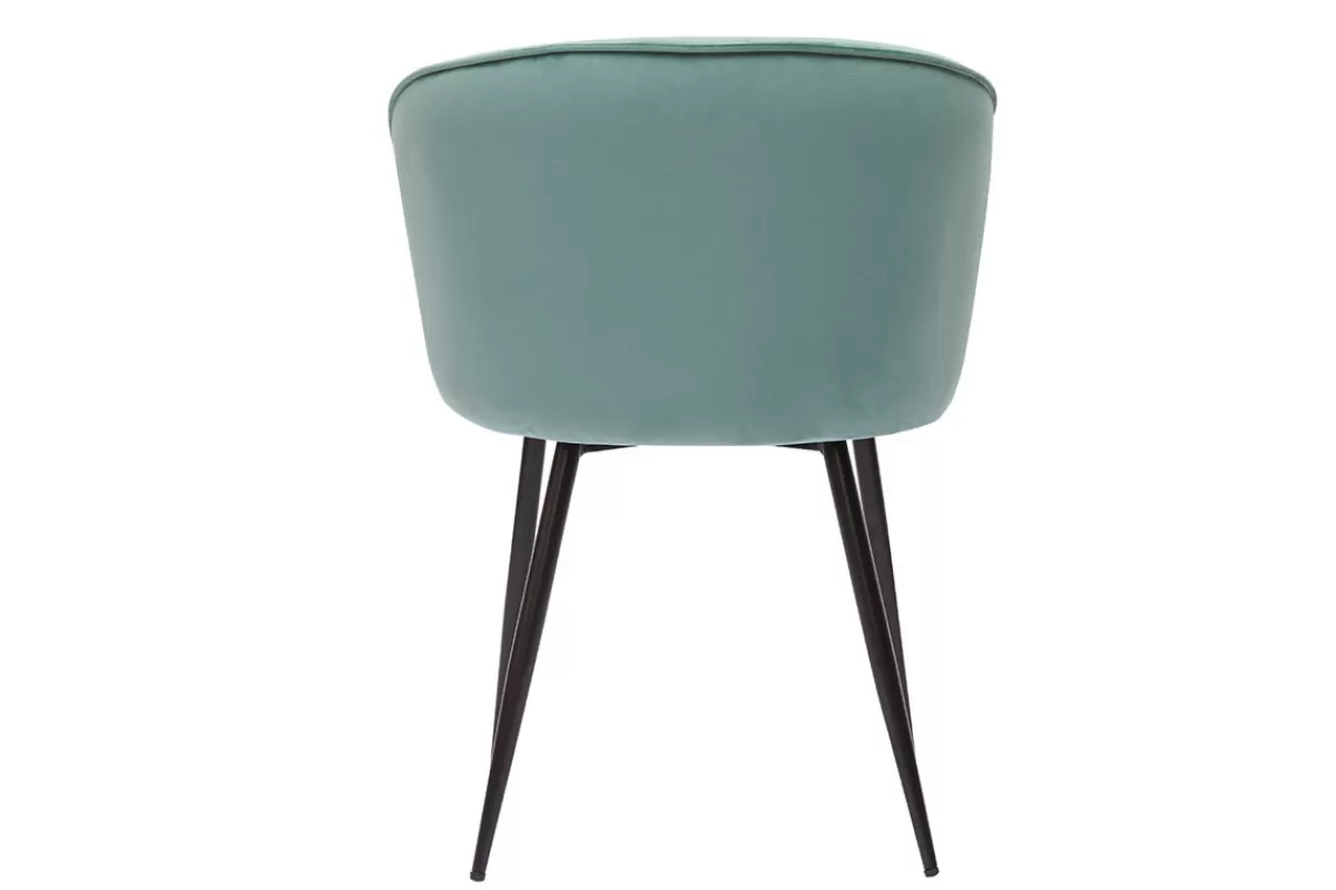 Miliboo Sillas Modernas-Set de 2 sillas de diseño de terciopelo verde celadón y metal negro SERIF