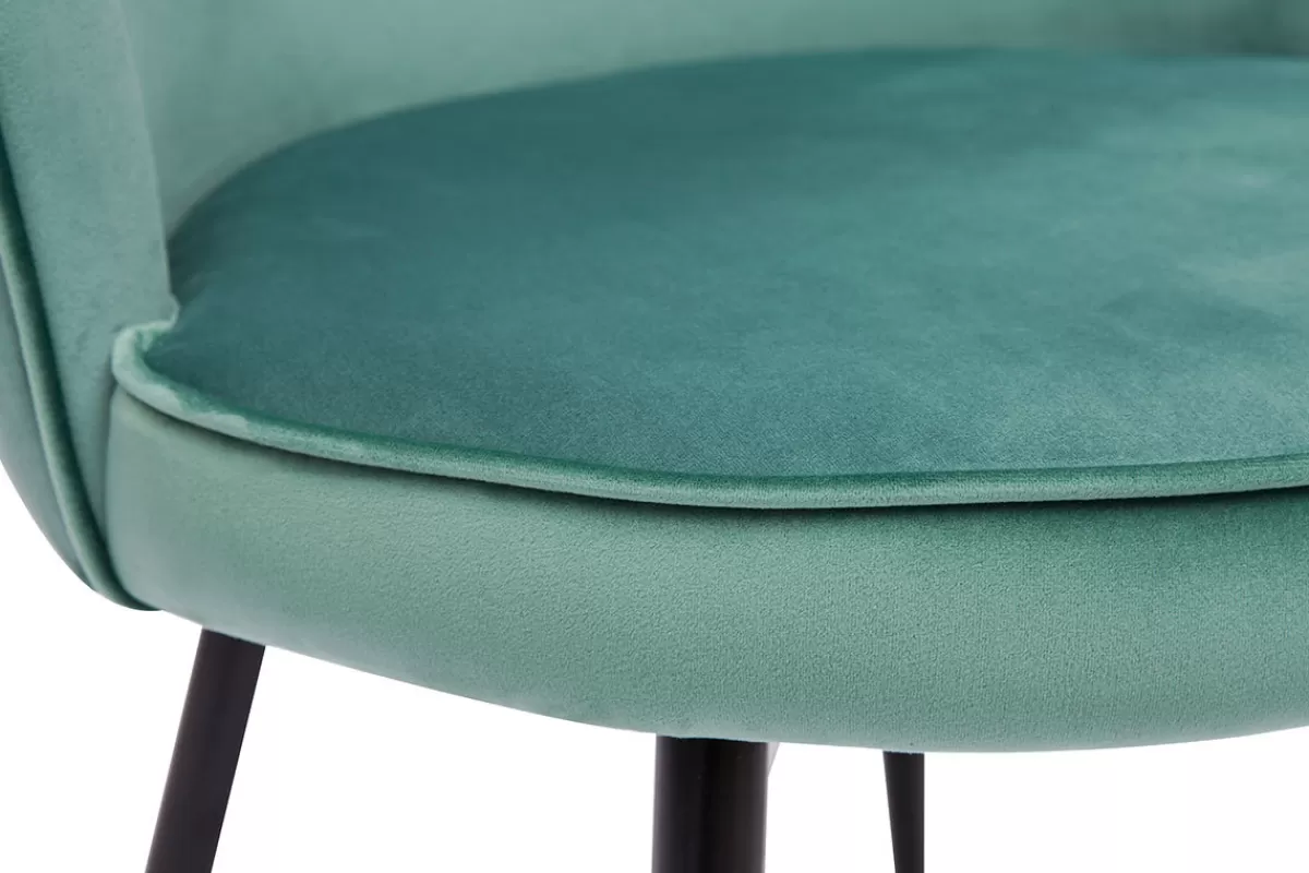 Miliboo Sillas Modernas-Set de 2 sillas de diseño de terciopelo verde celadón y metal negro SERIF