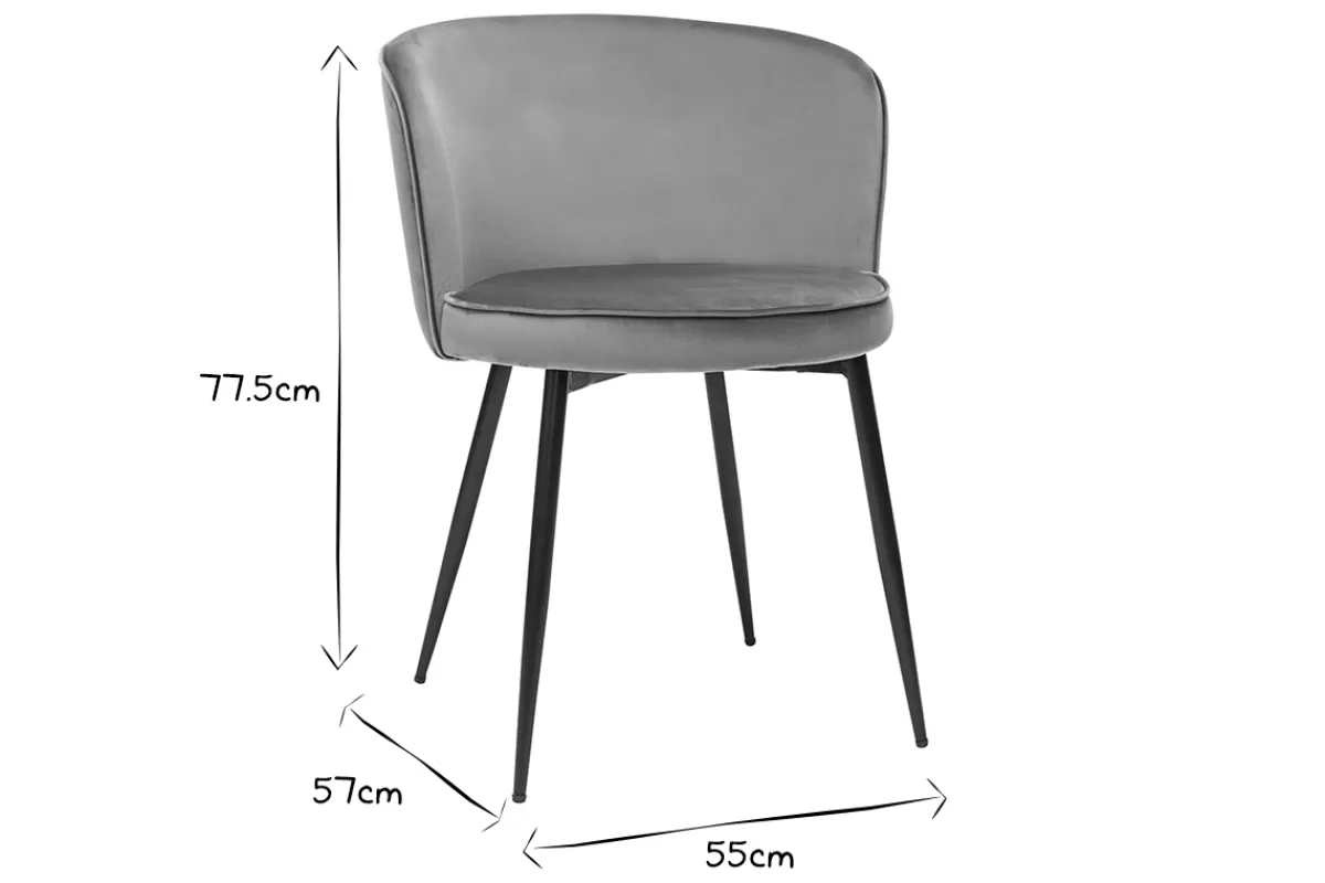Miliboo Sillas Modernas-Set de 2 sillas de diseño de terciopelo verde celadón y metal negro SERIF