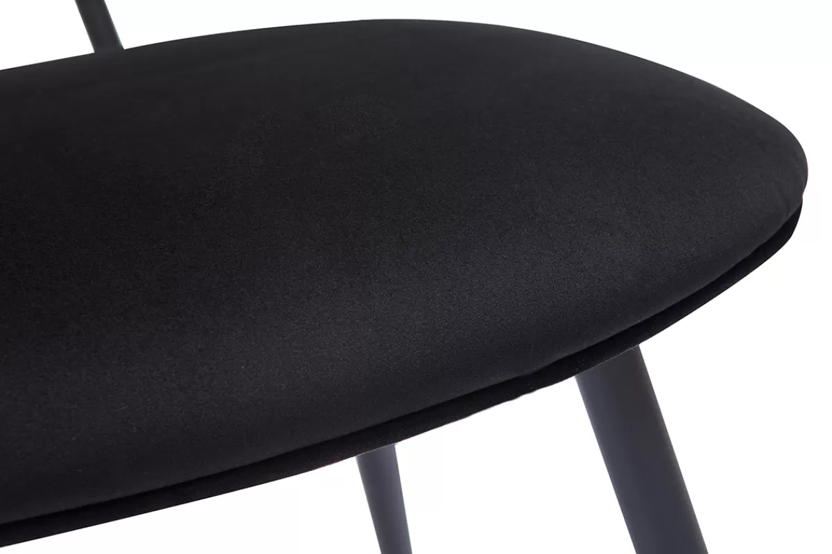 Miliboo Sillas Modernas-Set de 2 sillas de diseño negras de terciopelo, metal y rejilla de ratán natural TOLMA