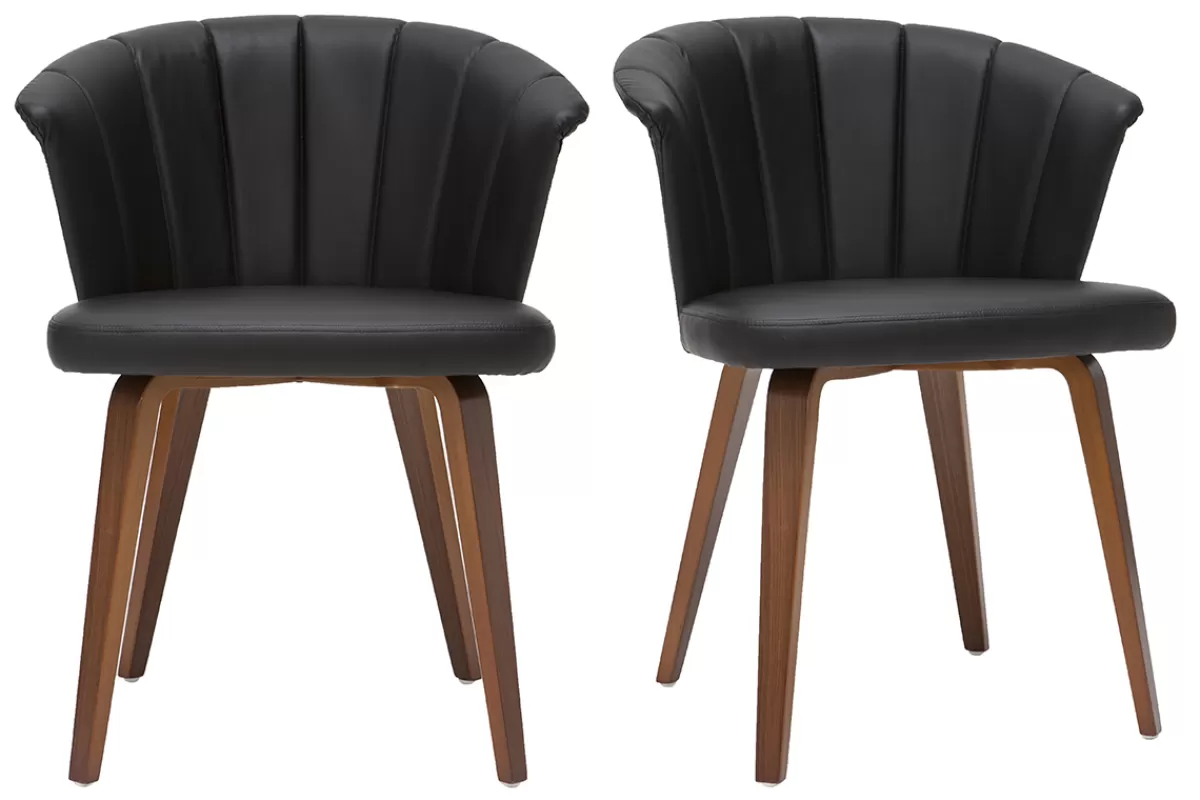 Miliboo Sillas Modernas-Set de 2 sillas de diseño negro y nogal oscuro ALBIN