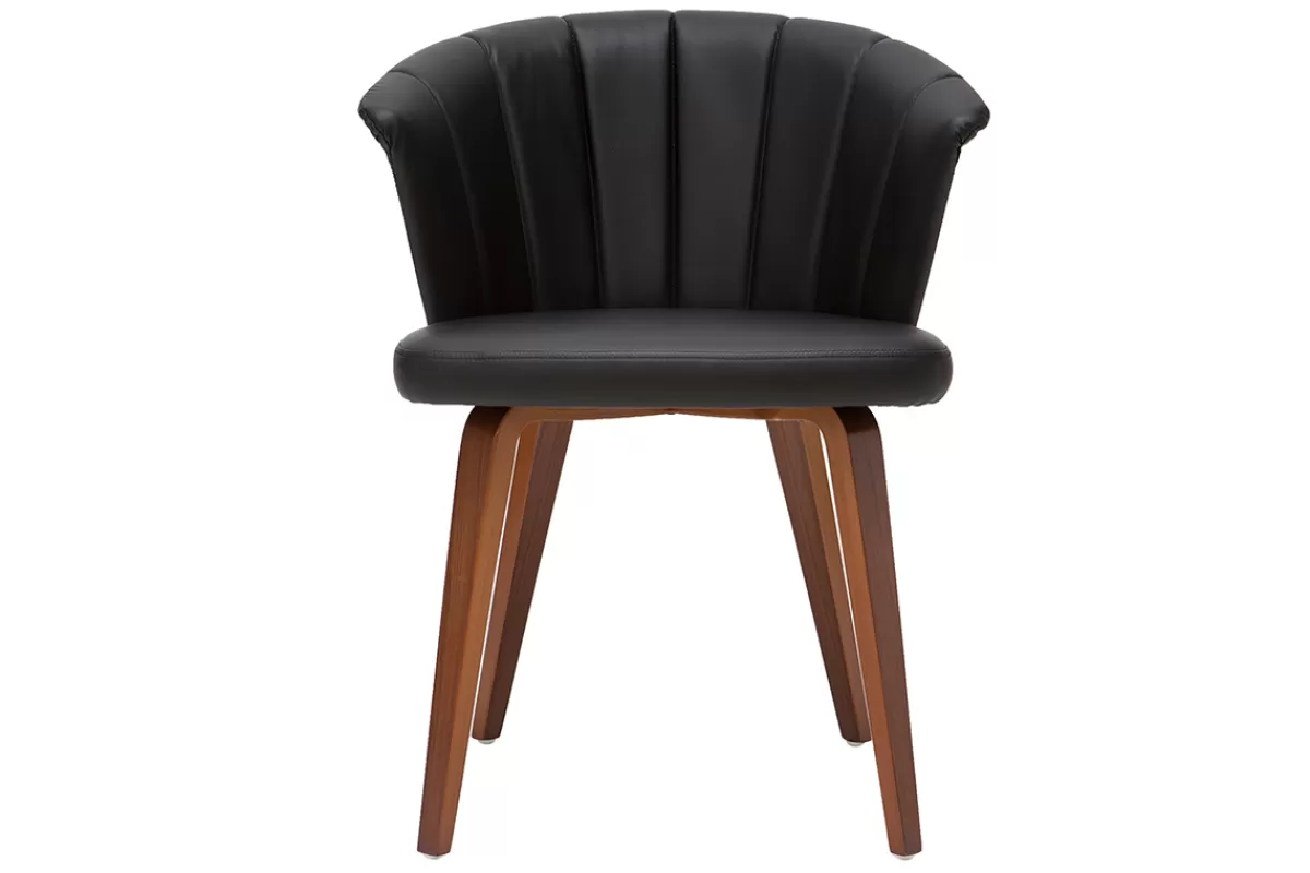 Miliboo Sillas Modernas-Set de 2 sillas de diseño negro y nogal oscuro ALBIN