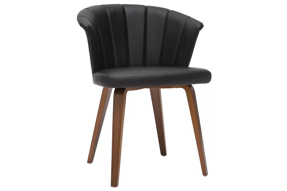 Miliboo Sillas Modernas-Set de 2 sillas de diseño negro y nogal oscuro ALBIN