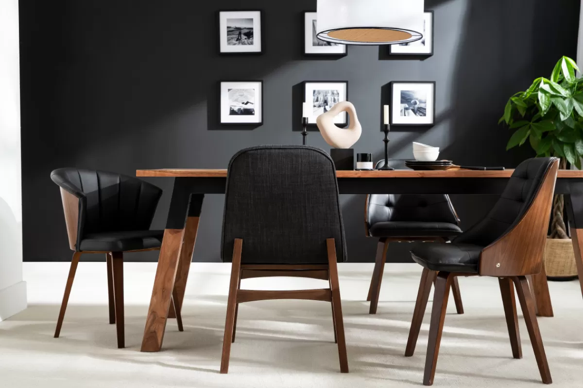 Miliboo Sillas Modernas-Set de 2 sillas de diseño negro y nogal oscuro ALBIN