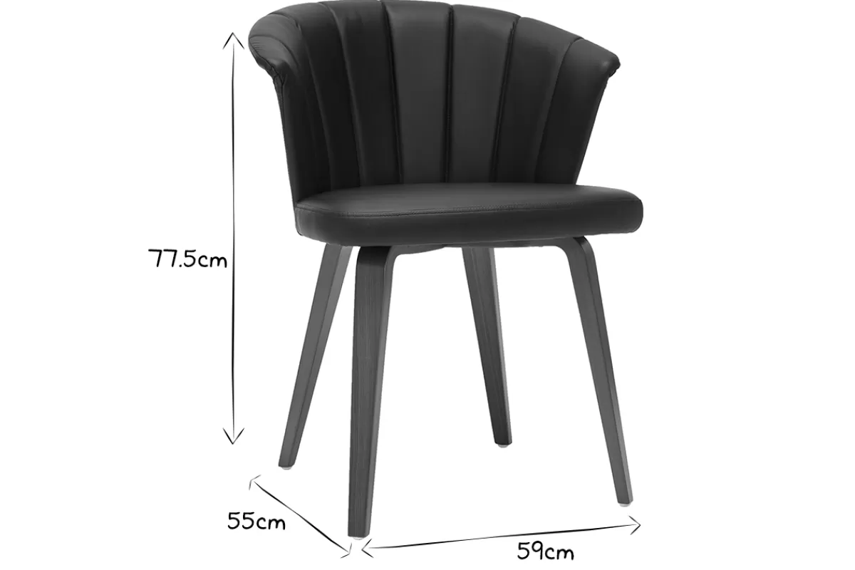 Miliboo Sillas Modernas-Set de 2 sillas de diseño negro y nogal oscuro ALBIN