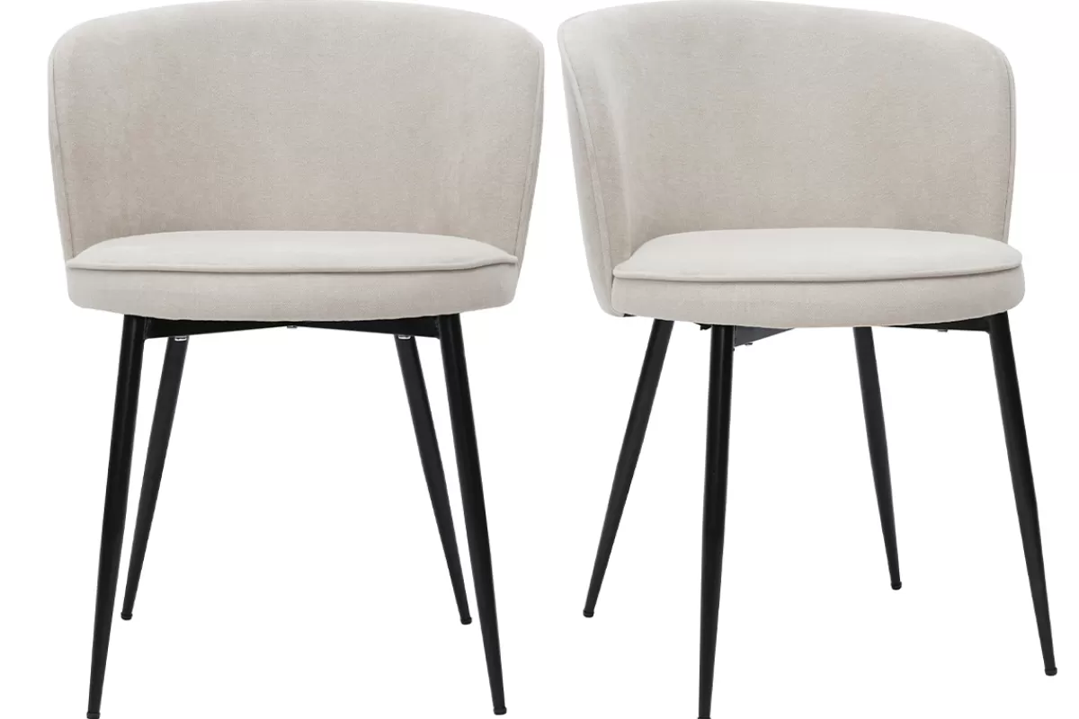 Miliboo Sillas Modernas-Set de 2 sillas de diseño tejido efecto aterciopelado beige SERIF