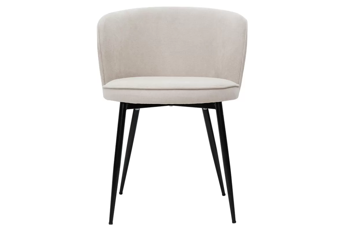 Miliboo Sillas Modernas-Set de 2 sillas de diseño tejido efecto aterciopelado beige SERIF
