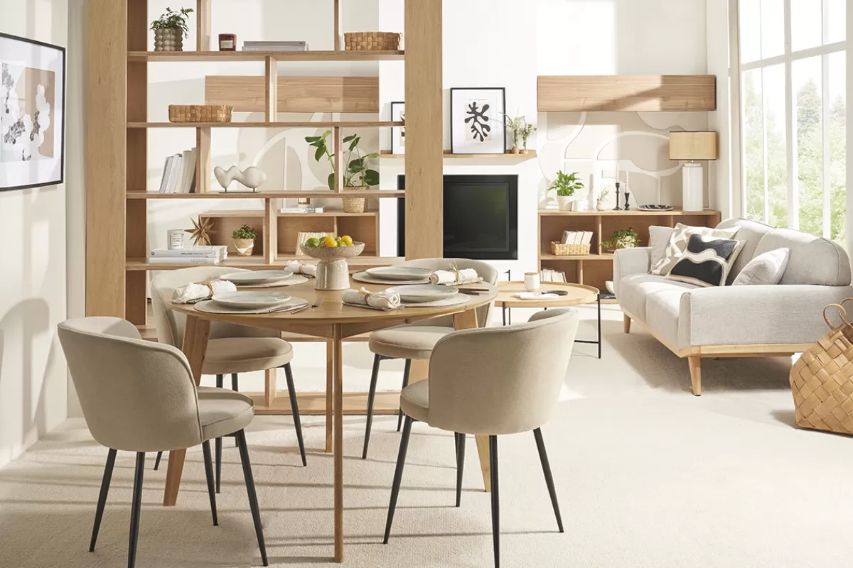 Miliboo Sillas Modernas-Set de 2 sillas de diseño tejido efecto aterciopelado beige SERIF