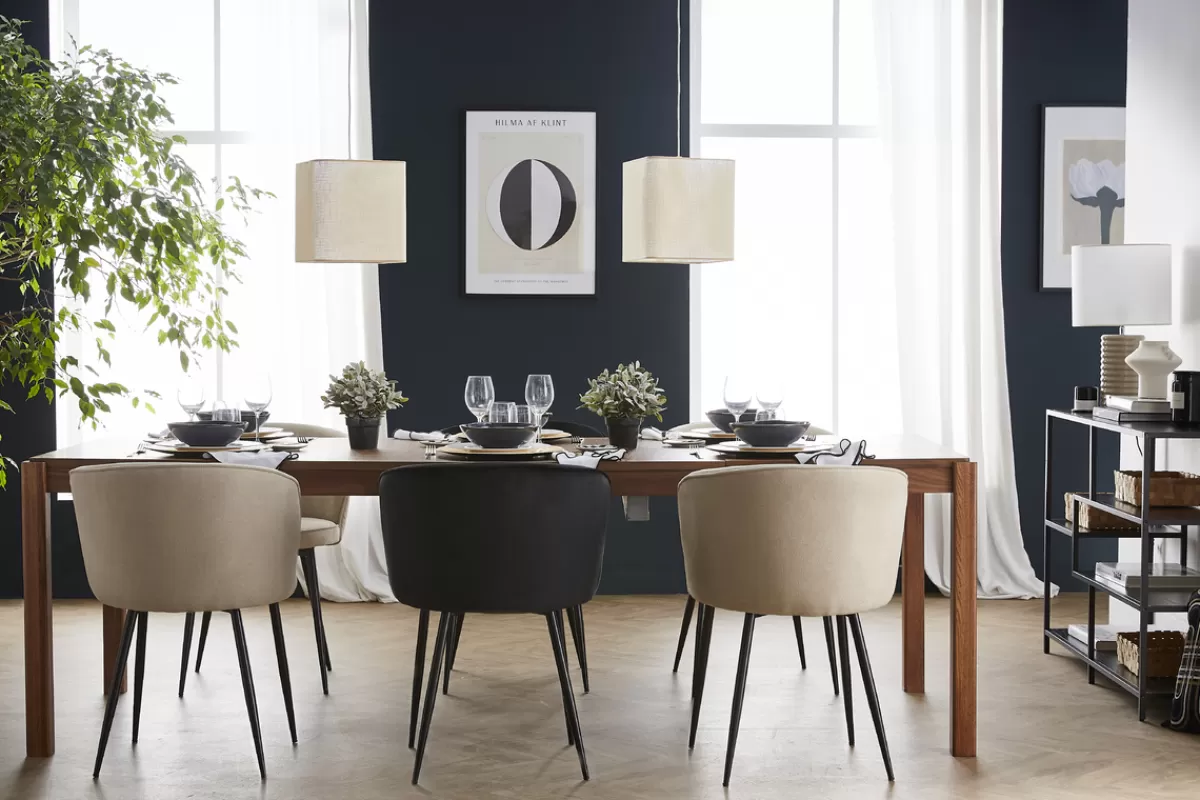 Miliboo Sillas Modernas-Set de 2 sillas de diseño tejido efecto aterciopelado beige SERIF