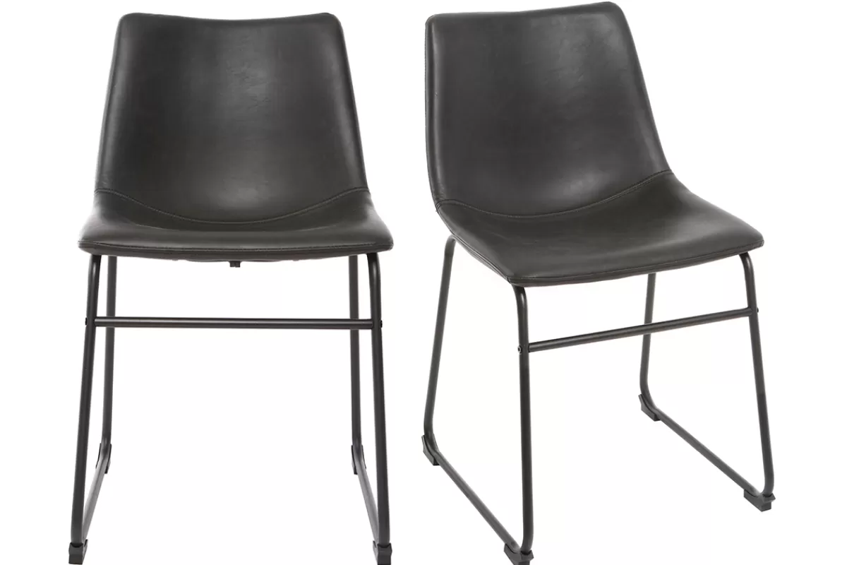 Miliboo Sillas Modernas-Set de 2 sillas de estilo industrial negras NEW ROCK
