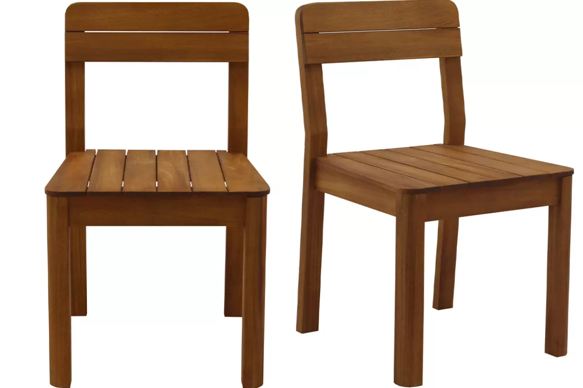 Miliboo Silla De Jardín-Set de 2 sillas de jardín de madera maciza AKIS