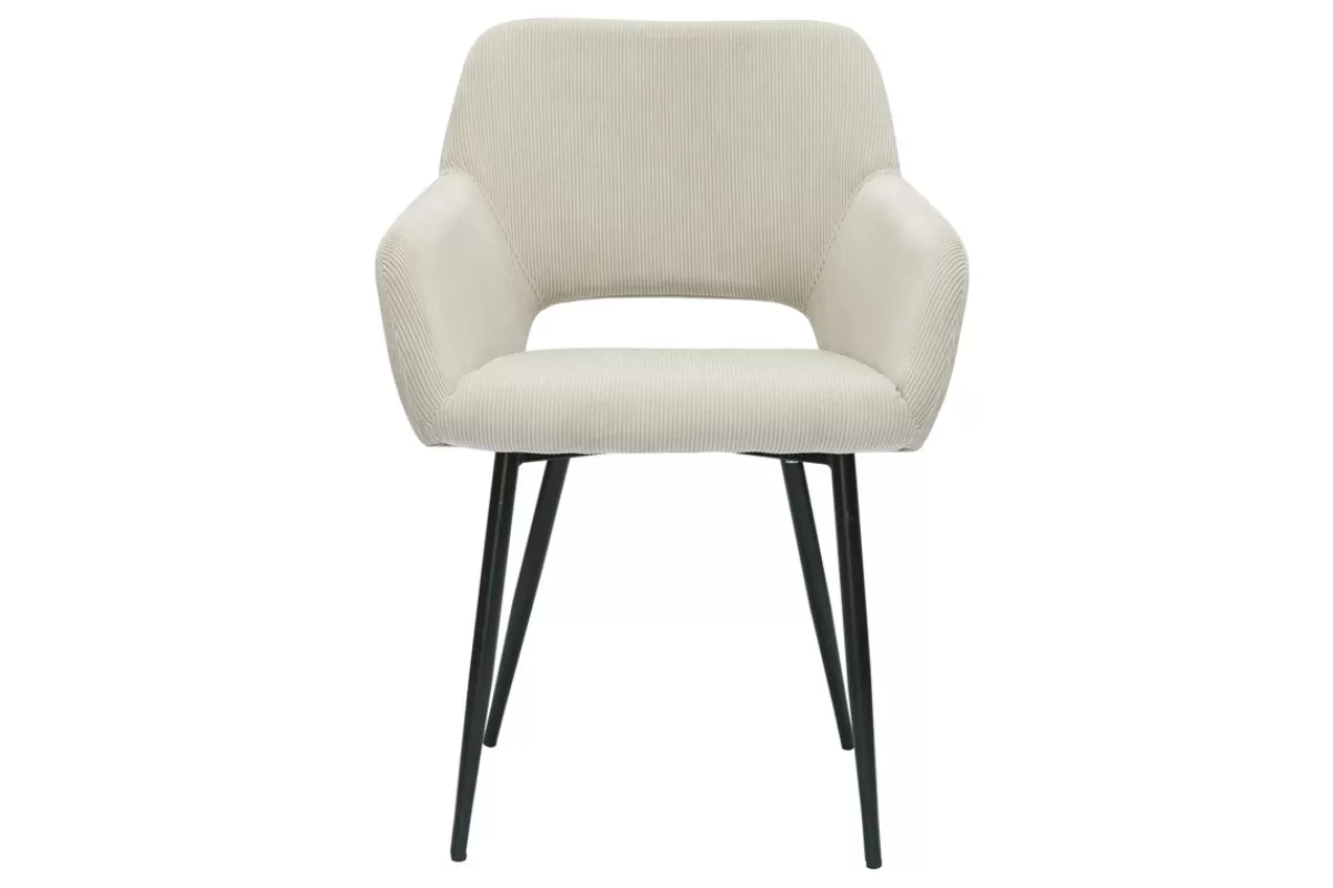 Miliboo Sillas Modernas-Set de 2 sillas de pana color topo y metal negro LAURETTE