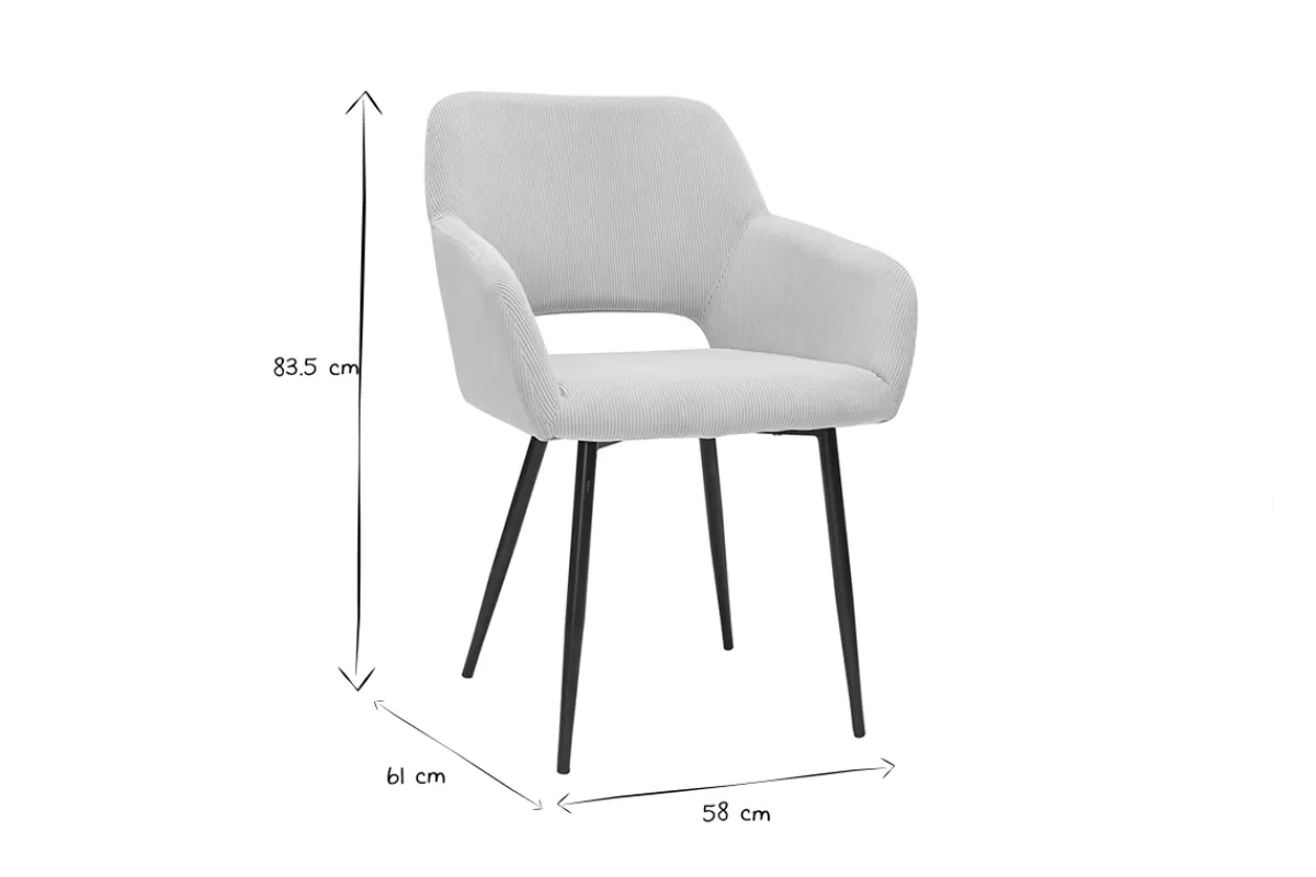 Miliboo Sillas Modernas-Set de 2 sillas de pana color topo y metal negro LAURETTE
