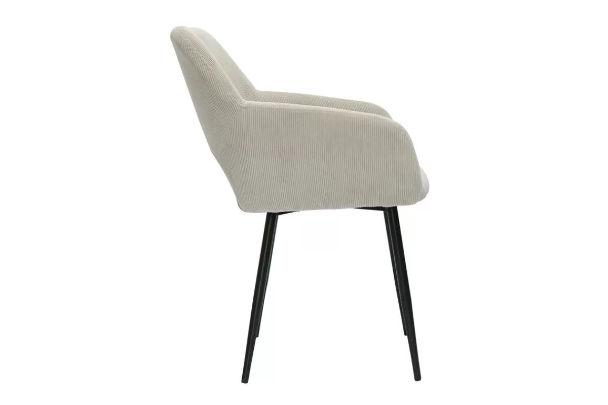 Miliboo Sillas Modernas-Set de 2 sillas de pana color topo y metal negro LAURETTE