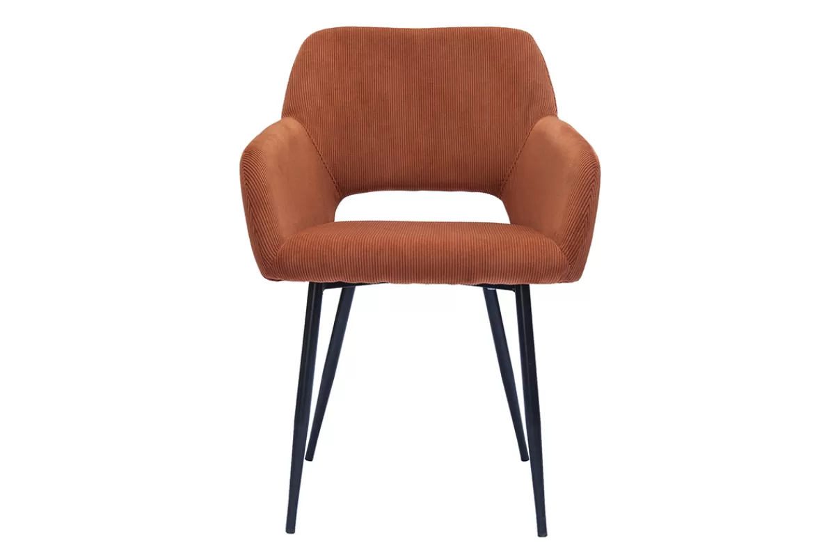 Miliboo Sillas Modernas-Set de 2 sillas de pana terracota y metal negro LAURETTE