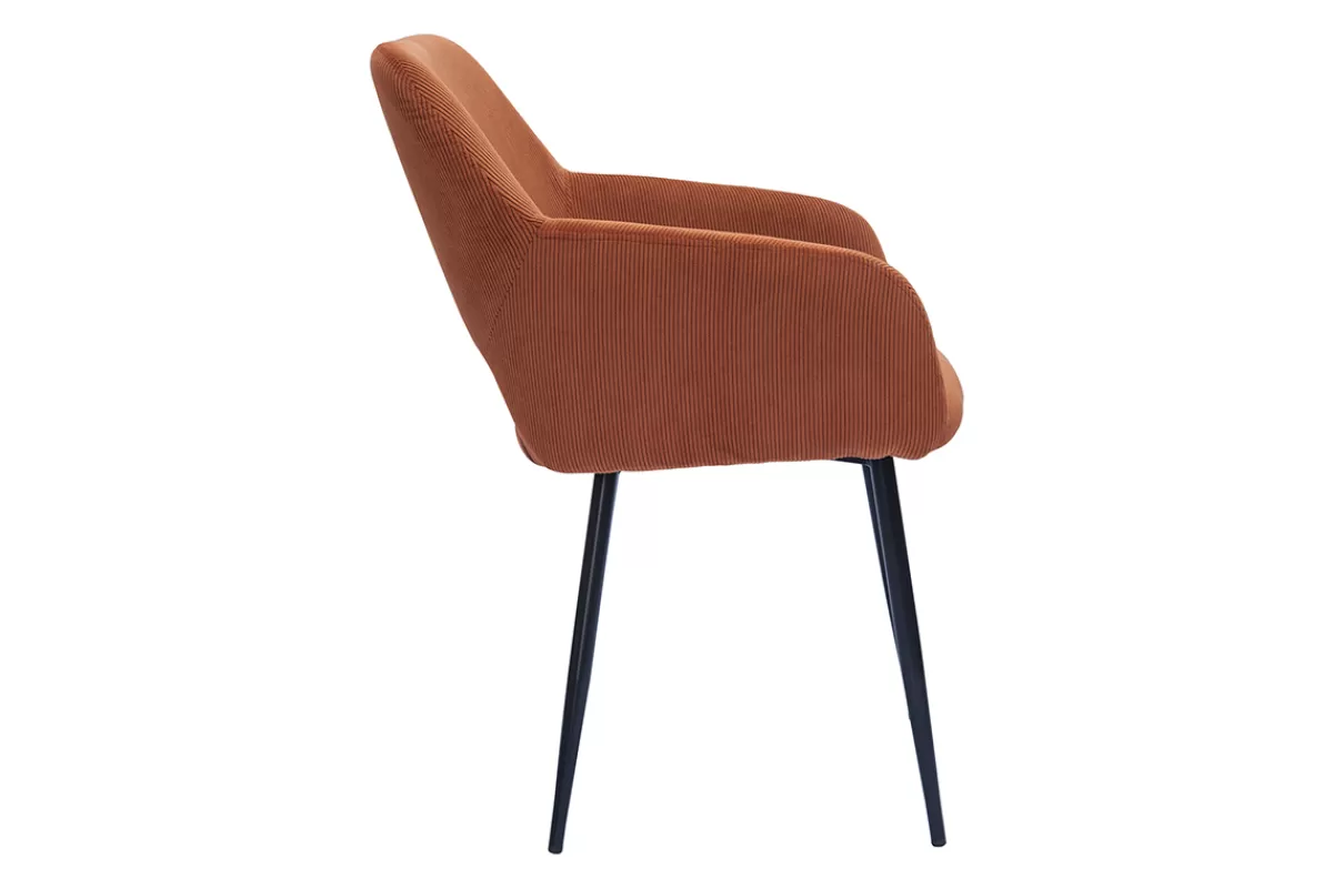 Miliboo Sillas Modernas-Set de 2 sillas de pana terracota y metal negro LAURETTE