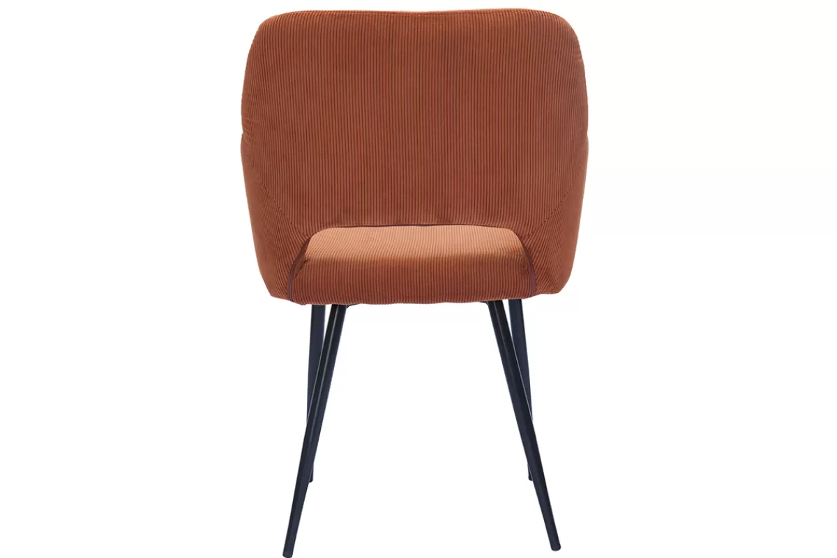 Miliboo Sillas Modernas-Set de 2 sillas de pana terracota y metal negro LAURETTE
