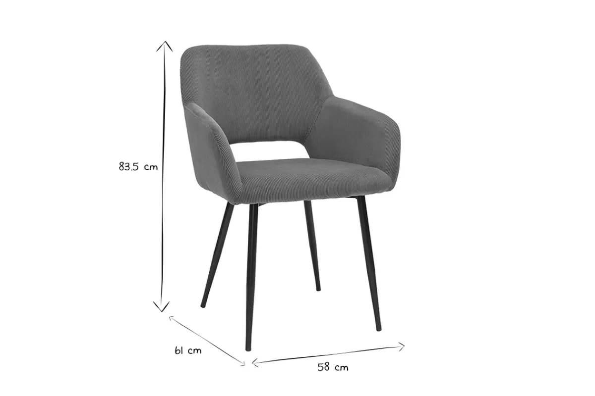 Miliboo Sillas Modernas-Set de 2 sillas de pana terracota y metal negro LAURETTE