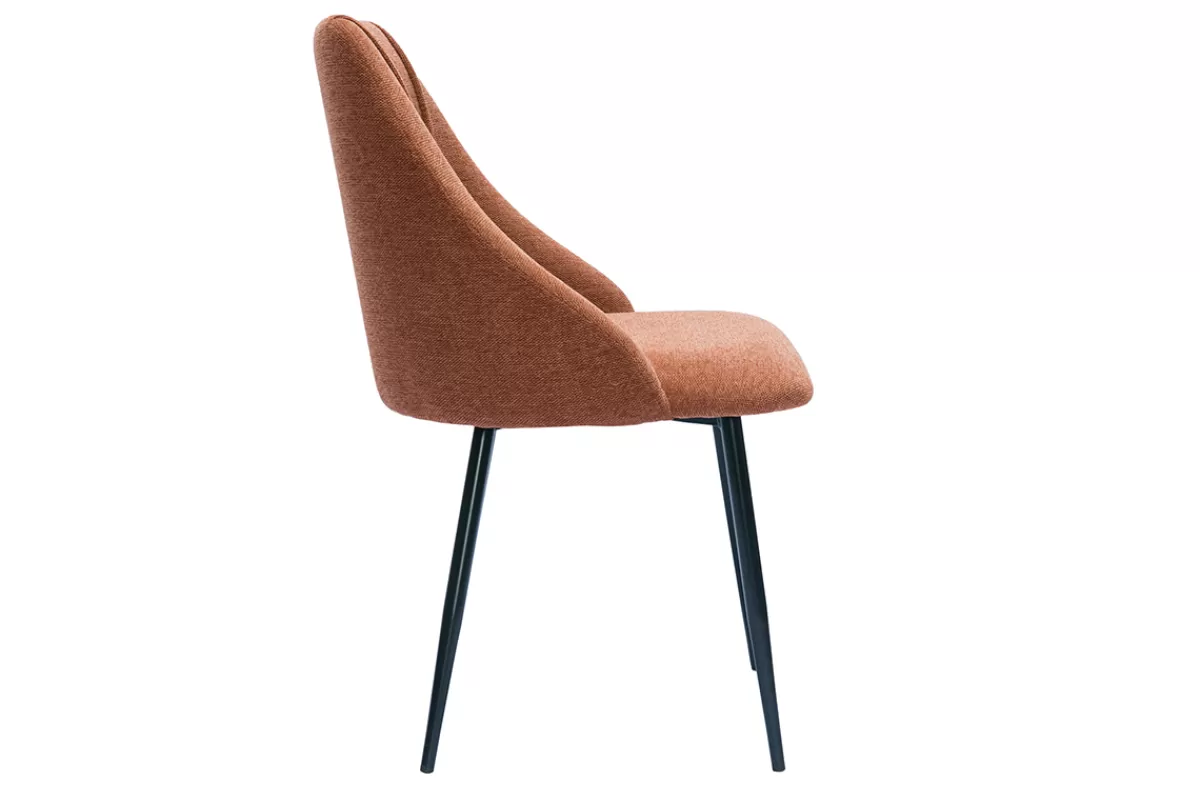 Miliboo Sillas Modernas-Set de 2 sillas de tejido efecto aterciopelado texturizado terracota y metal negro HIGGINS