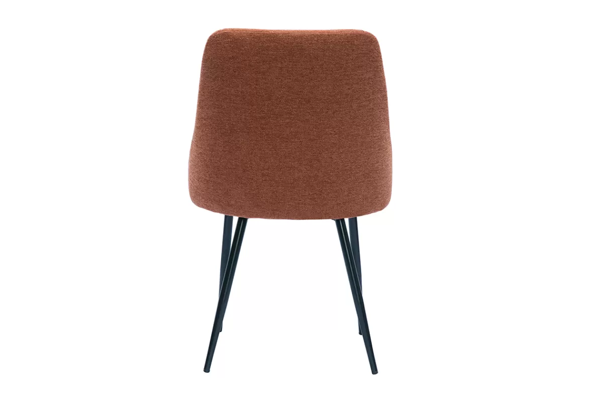 Miliboo Sillas Modernas-Set de 2 sillas de tejido efecto aterciopelado texturizado terracota y metal negro HIGGINS
