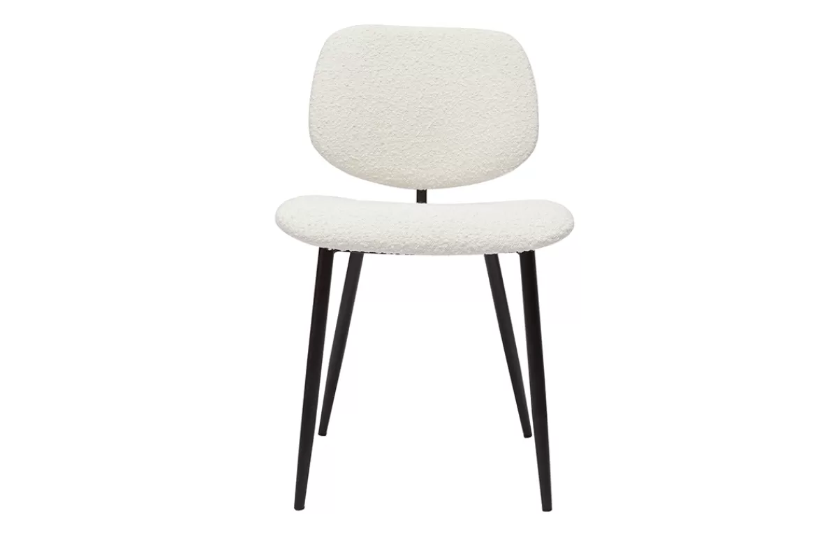 Miliboo Sillas Modernas-Set de 2 sillas de tejido efecto borreguillo blanco y metal negro TOBIAS