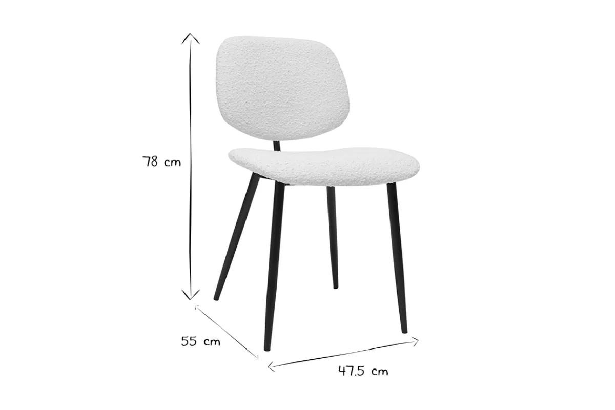 Miliboo Sillas Modernas-Set de 2 sillas de tejido efecto borreguillo blanco y metal negro TOBIAS