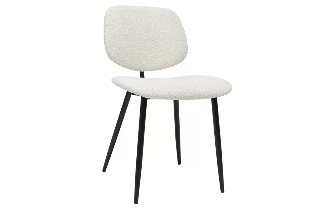 Miliboo Sillas Modernas-Set de 2 sillas de tejido efecto borreguillo blanco y metal negro TOBIAS