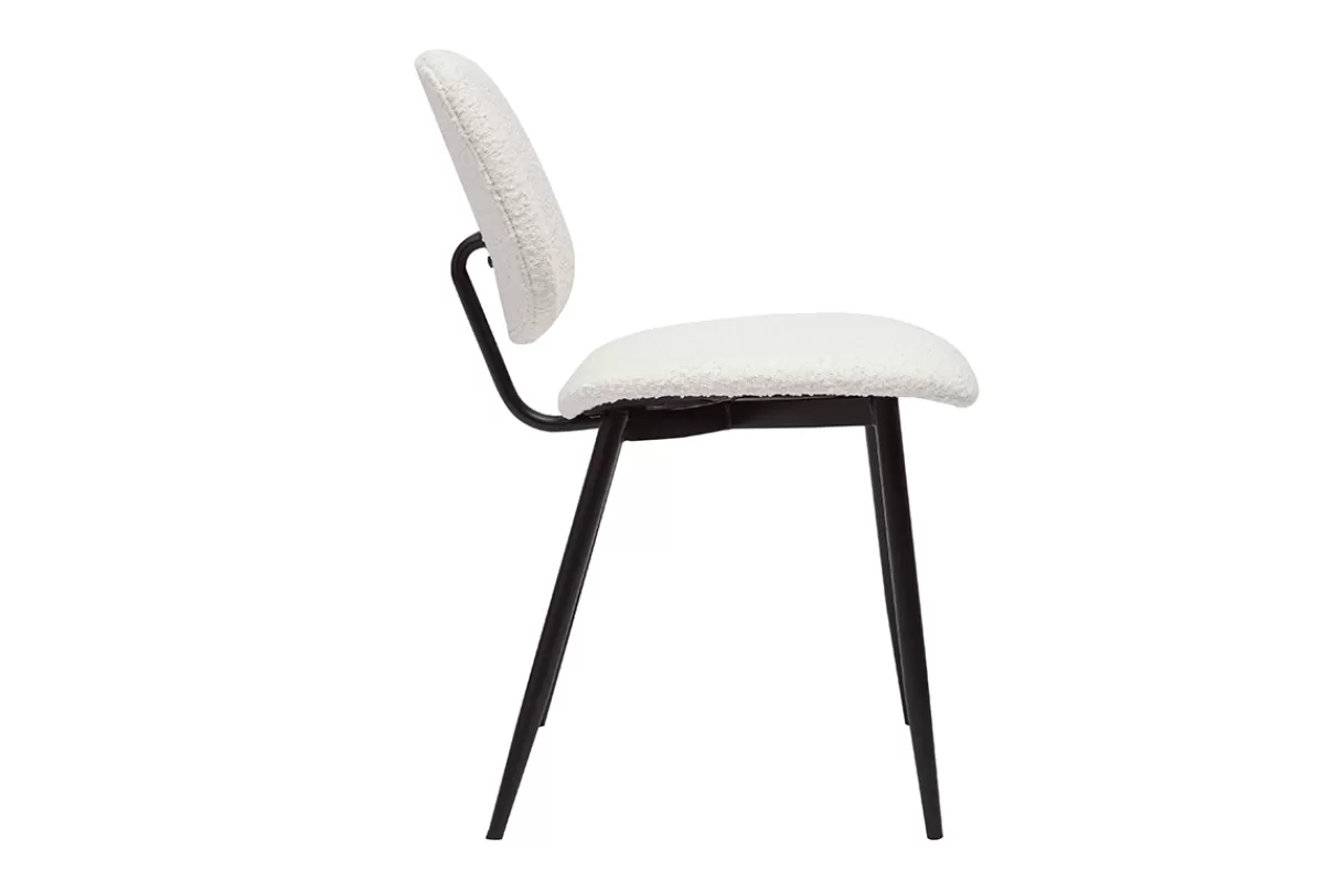 Miliboo Sillas Modernas-Set de 2 sillas de tejido efecto borreguillo blanco y metal negro TOBIAS
