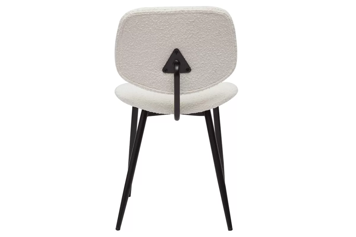 Miliboo Sillas Modernas-Set de 2 sillas de tejido efecto borreguillo blanco y metal negro TOBIAS