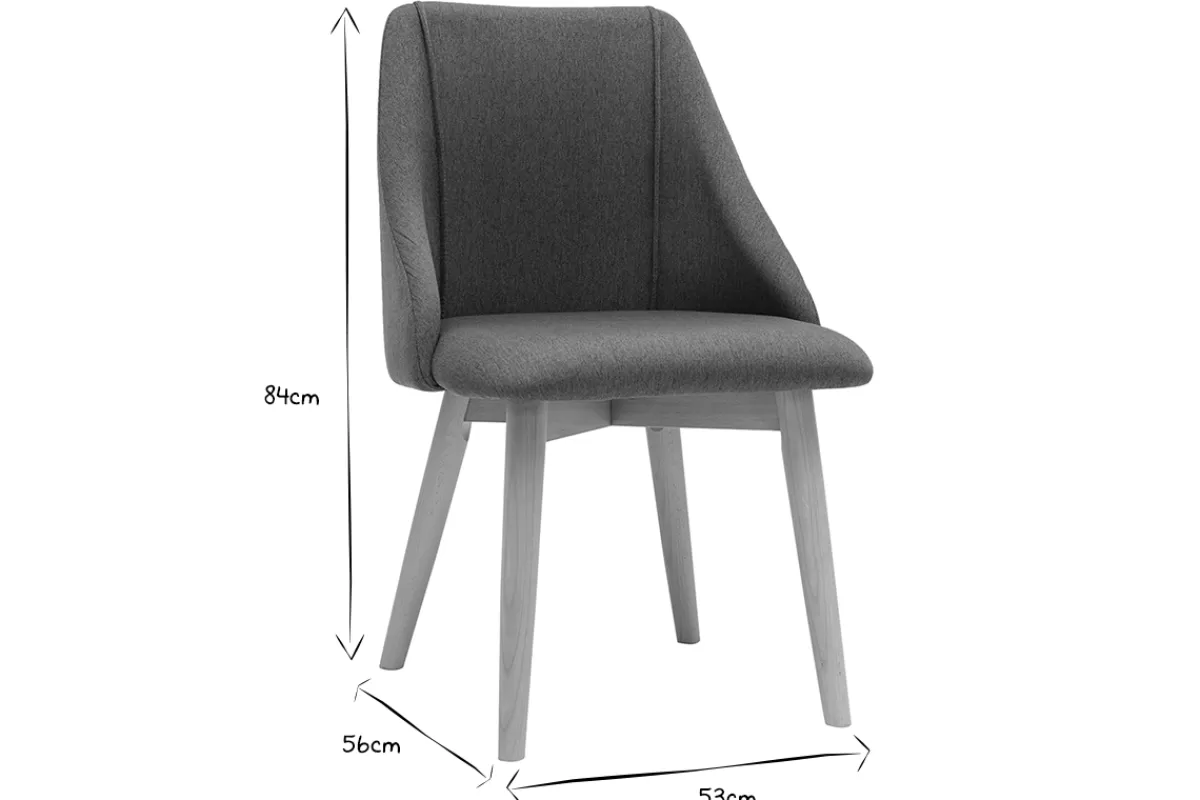 Miliboo Sillas Modernas-Set de 2 sillas de tela efecto aterciopelado texturizado azul petróleo y madera clara maciza HIGGINS