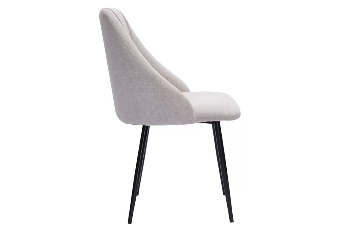 Miliboo Sillas Modernas-Set de 2 sillas de tela efecto aterciopelado texturizado beige y metal negro HIGGINS
