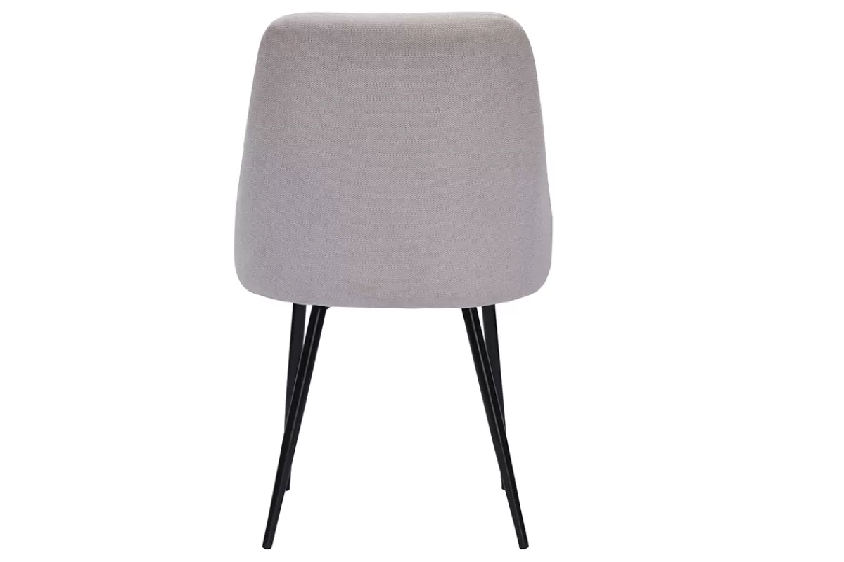 Miliboo Sillas Modernas-Set de 2 sillas de tela efecto aterciopelado texturizado beige y metal negro HIGGINS