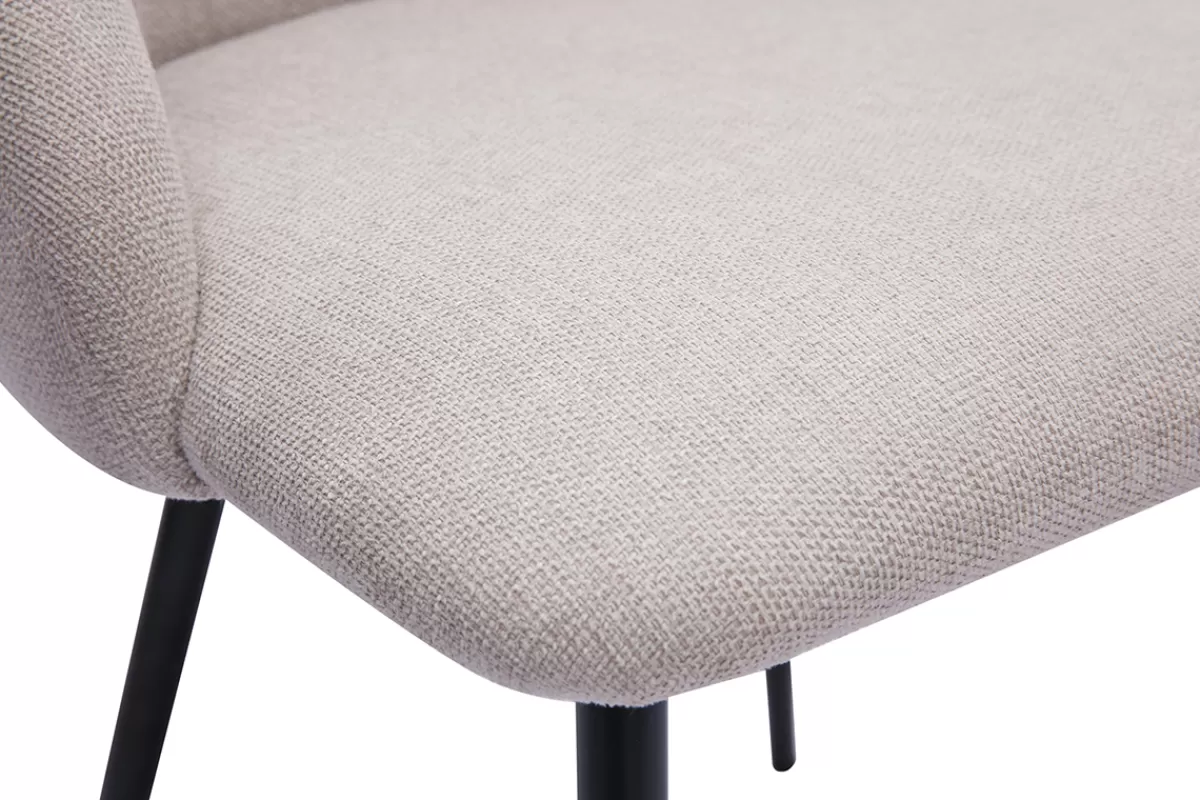 Miliboo Sillas Modernas-Set de 2 sillas de tela efecto aterciopelado texturizado beige y metal negro HIGGINS