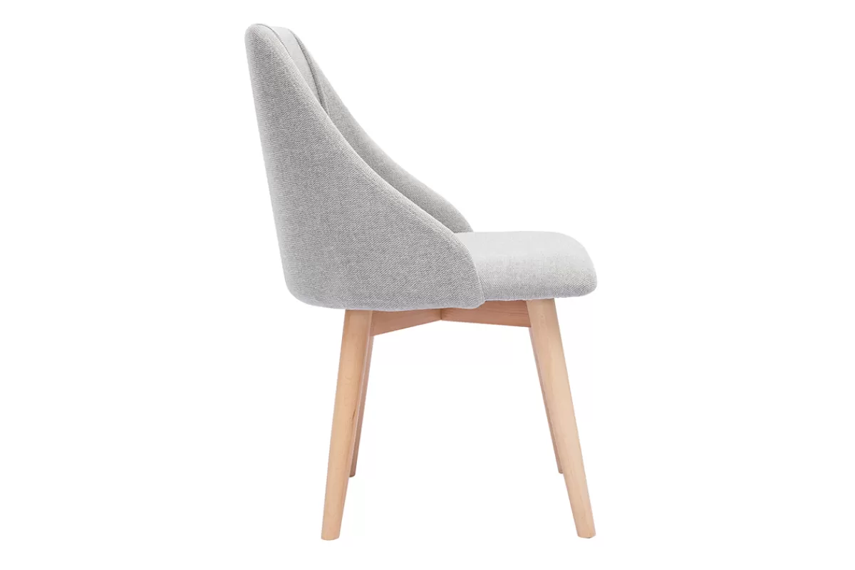 Miliboo Sillas Modernas-Set de 2 sillas de tela efecto aterciopelado texturizado gris y madera clara maciza HIGGINS