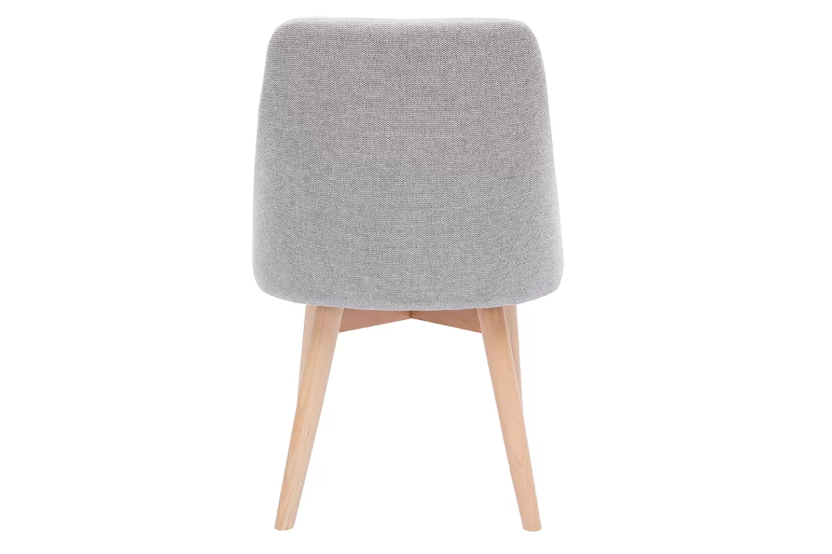 Miliboo Sillas Modernas-Set de 2 sillas de tela efecto aterciopelado texturizado gris y madera clara maciza HIGGINS