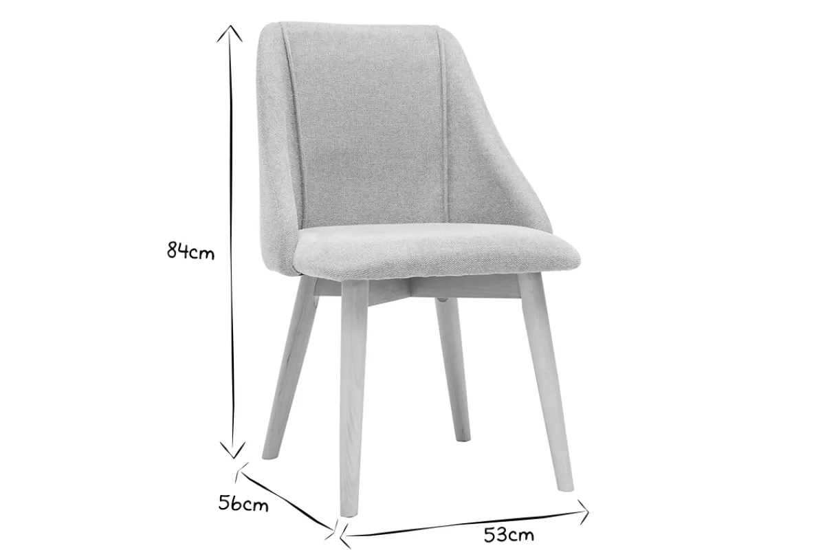 Miliboo Sillas Modernas-Set de 2 sillas de tela efecto aterciopelado texturizado gris y madera clara maciza HIGGINS