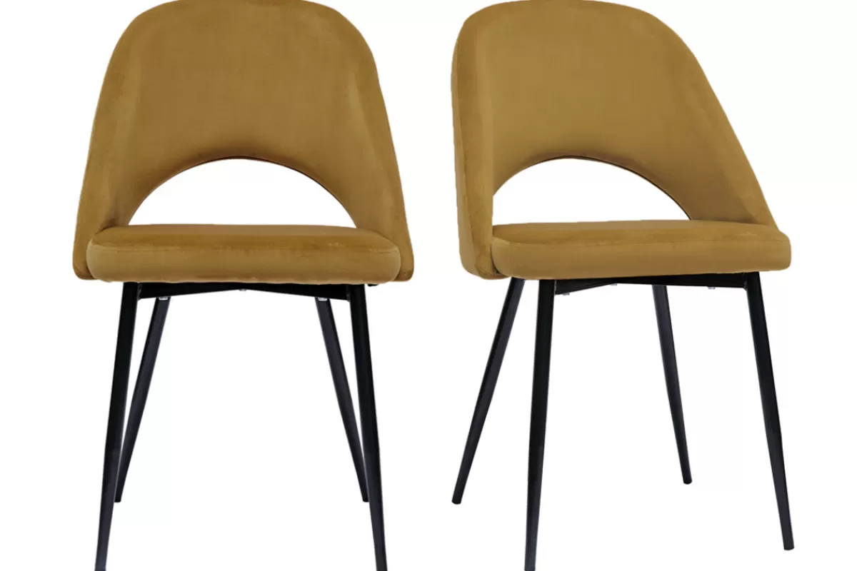 Miliboo Sillas Modernas-Set de 2 sillas de terciopelo bronce con patas de metal COSETTE