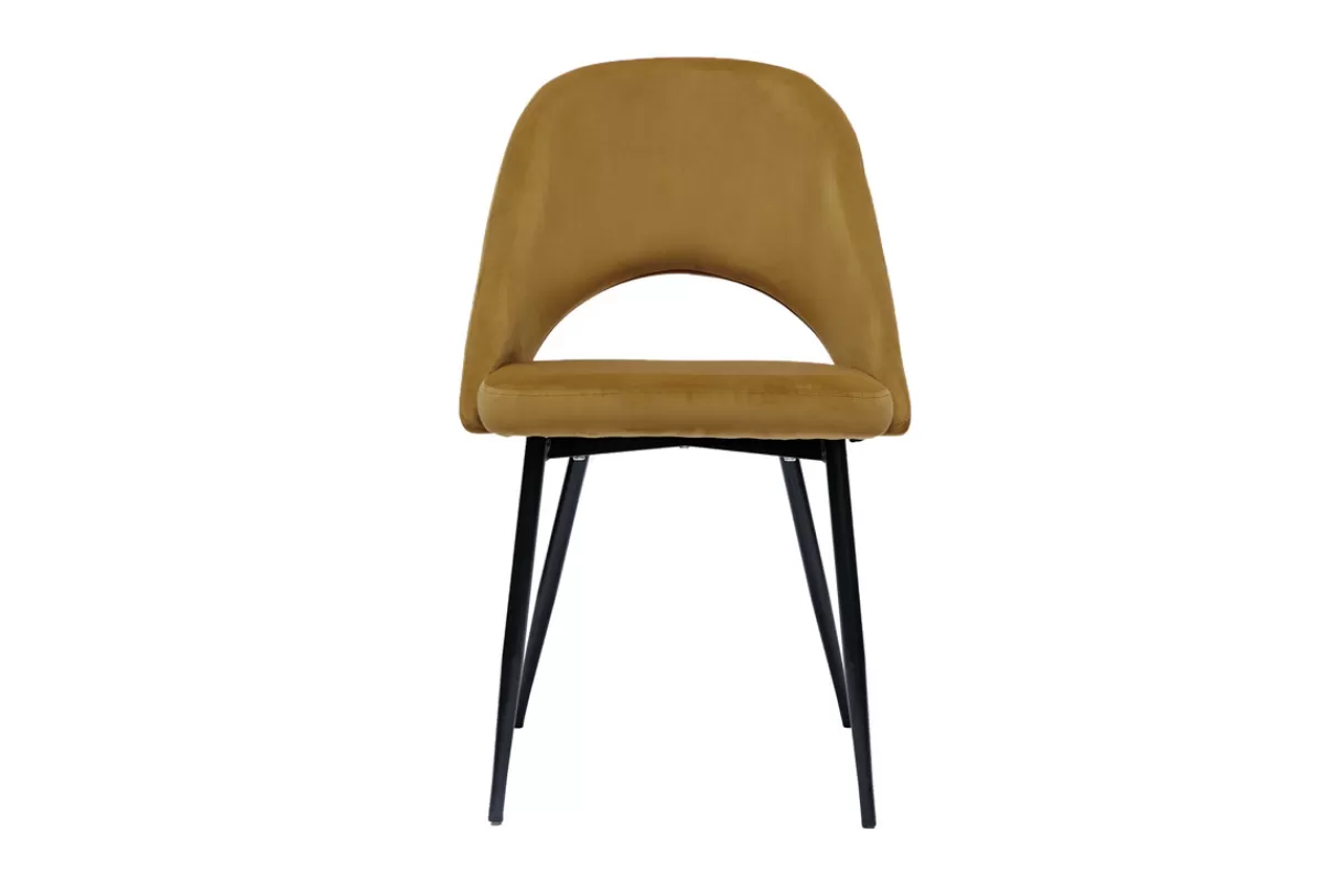 Miliboo Sillas Modernas-Set de 2 sillas de terciopelo bronce con patas de metal COSETTE